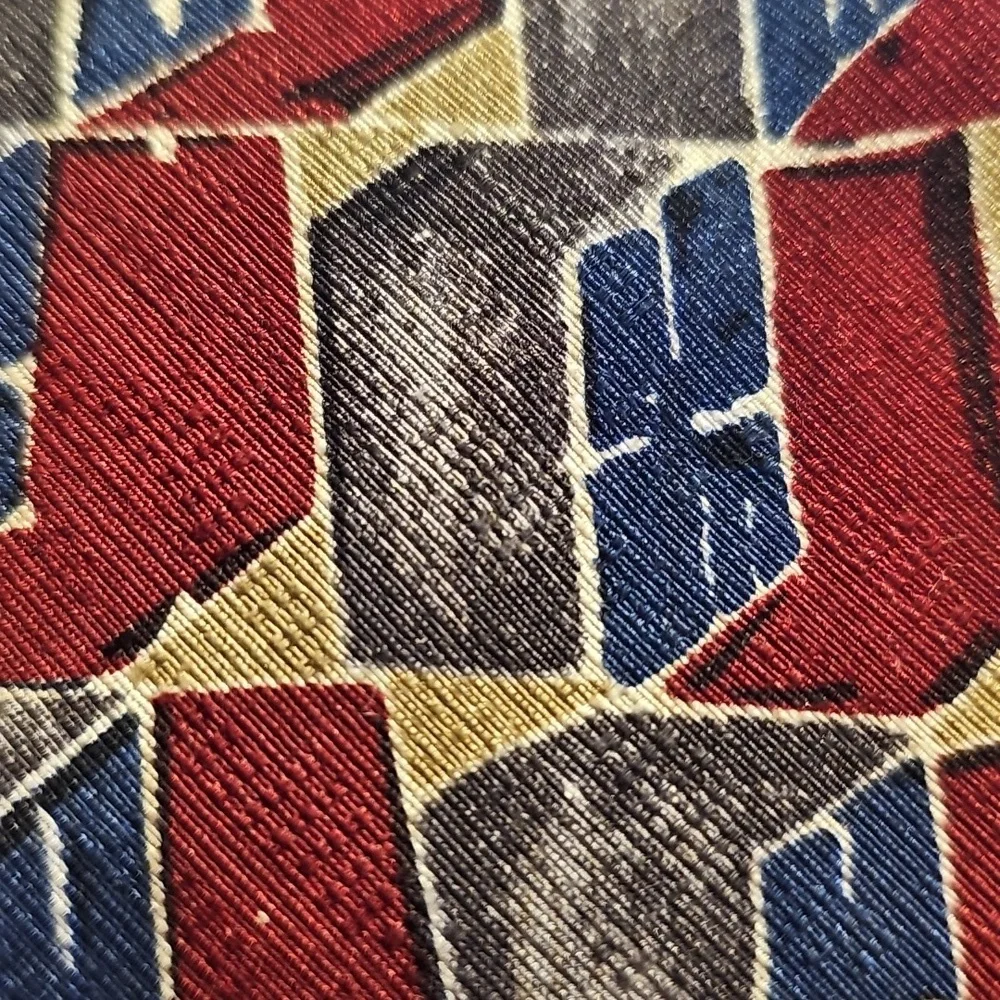 Geometric Red‎ and Blue Men's Tie By JOHN HENRY. 100% Italian Silk